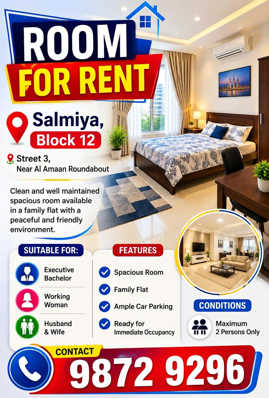 Room for rent- Salmiya block 12
